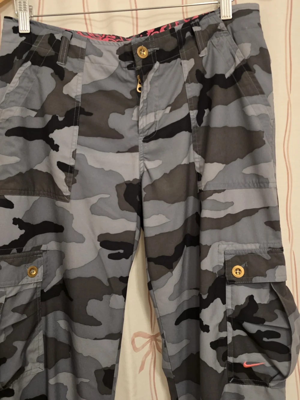 Nike Gray and Black Camo Cargo Pants